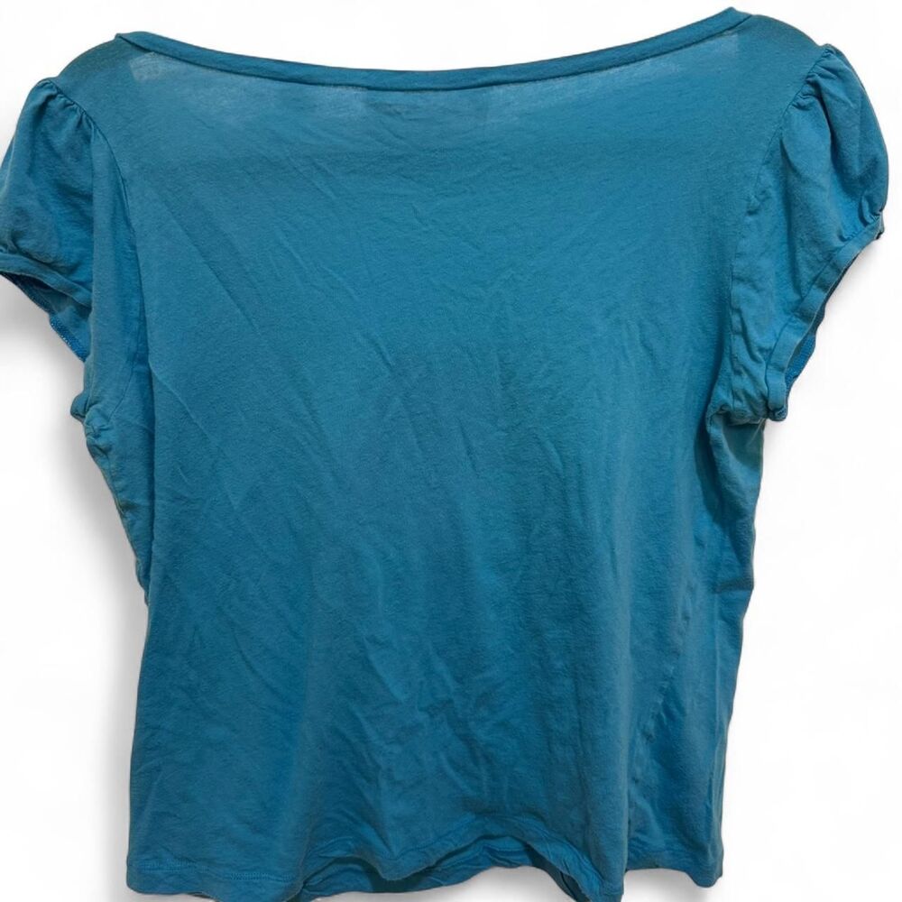 Anthropologie Women's Unique Deletta Blue Scoop Neck Bohemian T-shirt Top - Picture 6 of 6